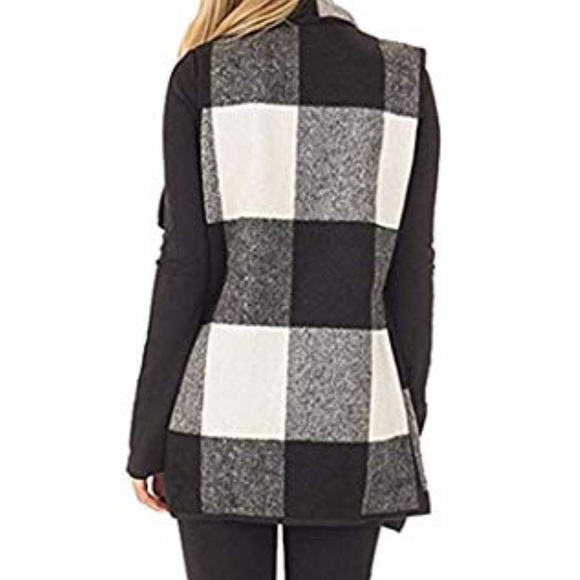 Plaid Sleeveless Open Front Cardigan - Picture 3 of 3